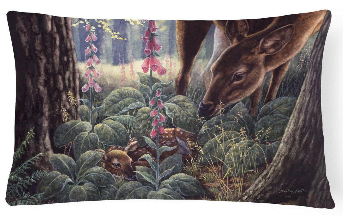 Doe and Fawn Deer Fabric Decorative Pillow BDBA0259PW1216 by Caroline&#39;s Treasures