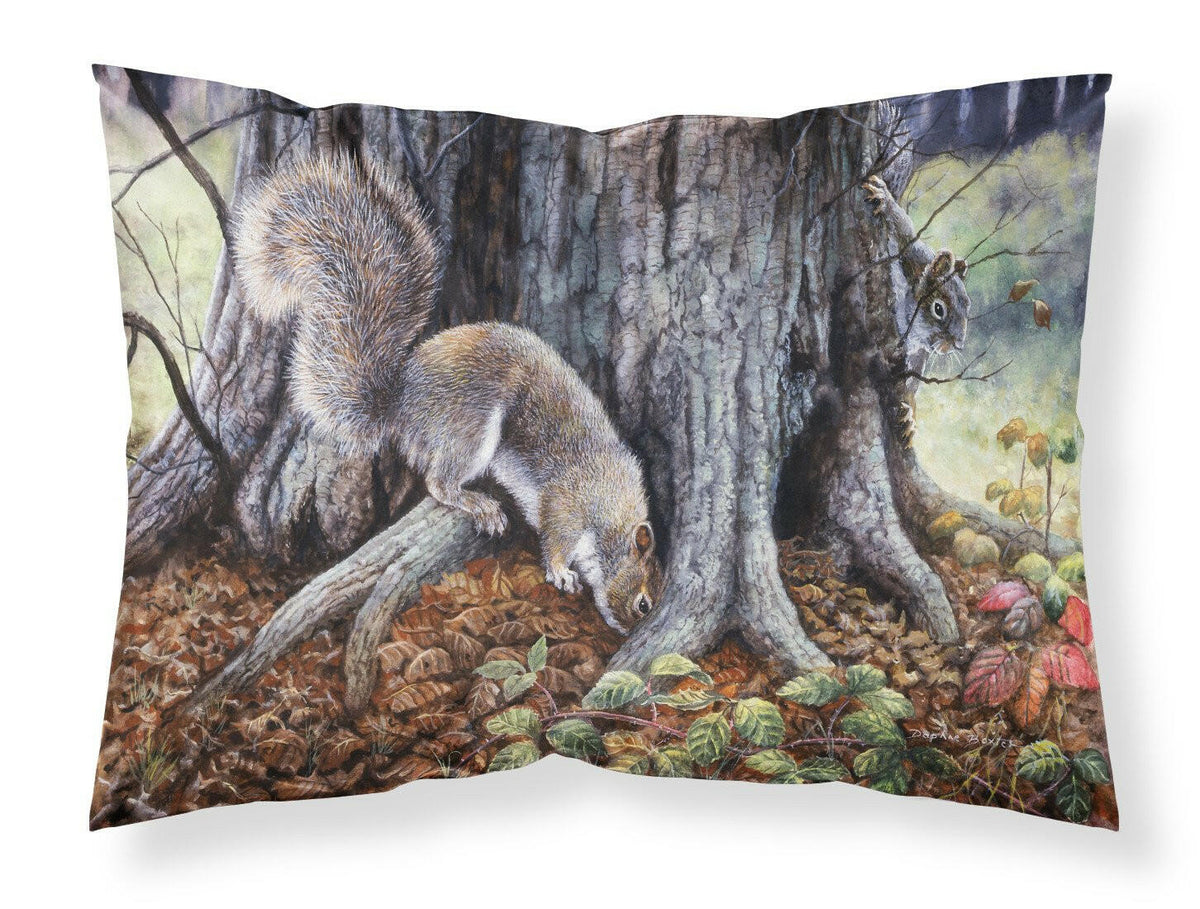 Grey Squirrels around the Tree Fabric Standard Pillowcase BDBA0260PILLOWCASE by Caroline&#39;s Treasures