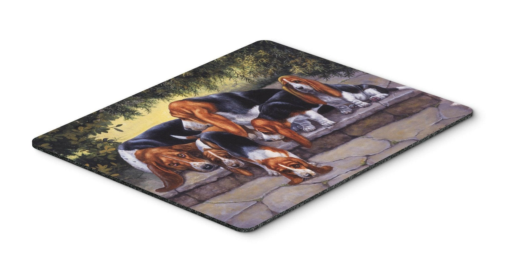 Basset Hound Puppies, Momma and Daddy Mouse Pad, Hot Pad or Trivet BDBA0276MP by Caroline's Treasures