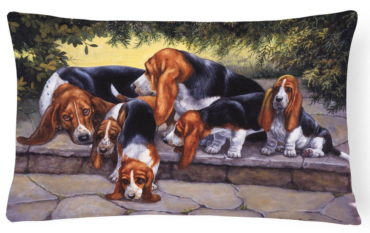 Basset Hound Puppies, Momma and Daddy Fabric Decorative Pillow BDBA0276PW1216 by Caroline&#39;s Treasures