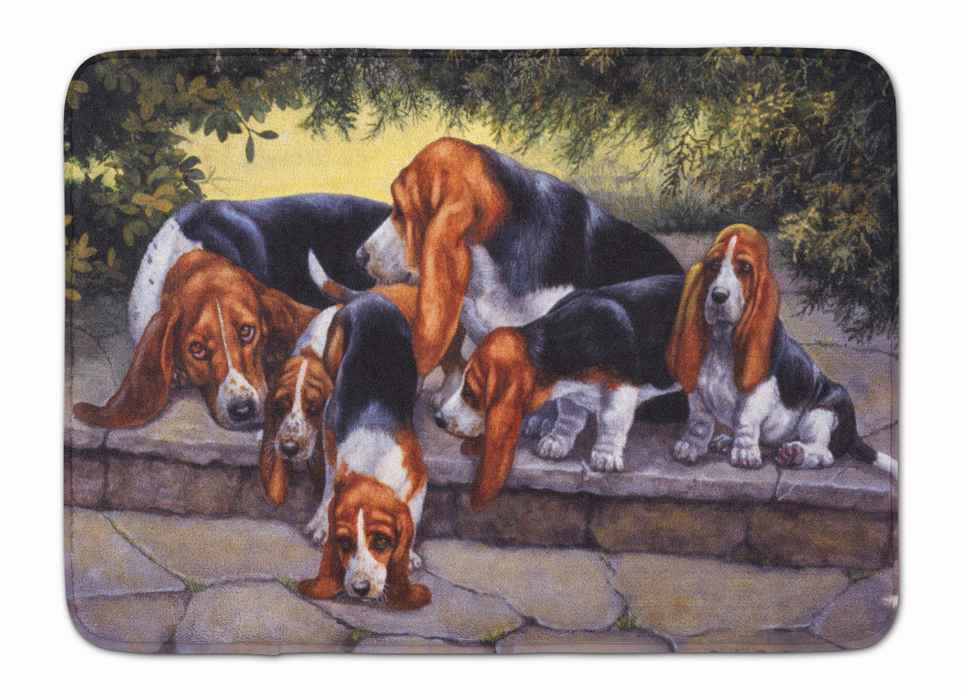 Basset Hound Puppies, Momma and Daddy Machine Washable Memory Foam Mat BDBA0276RUG - the-store.com