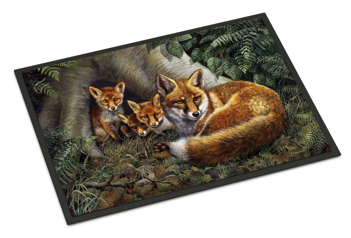 A Family of Foxes at Home Indoor or Outdoor Mat 24x36 BDBA0283JMAT - the-store.com