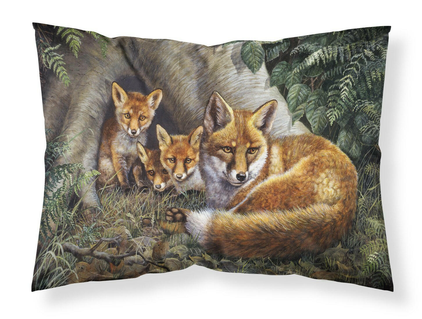 A Family of Foxes at Home Fabric Standard Pillowcase BDBA0283PILLOWCASE by Caroline's Treasures
