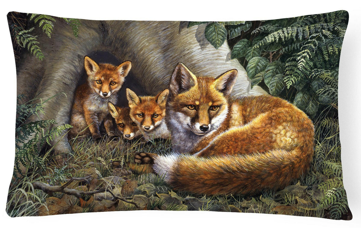 A Family of Foxes at Home Fabric Decorative Pillow BDBA0283PW1216 by Caroline&#39;s Treasures