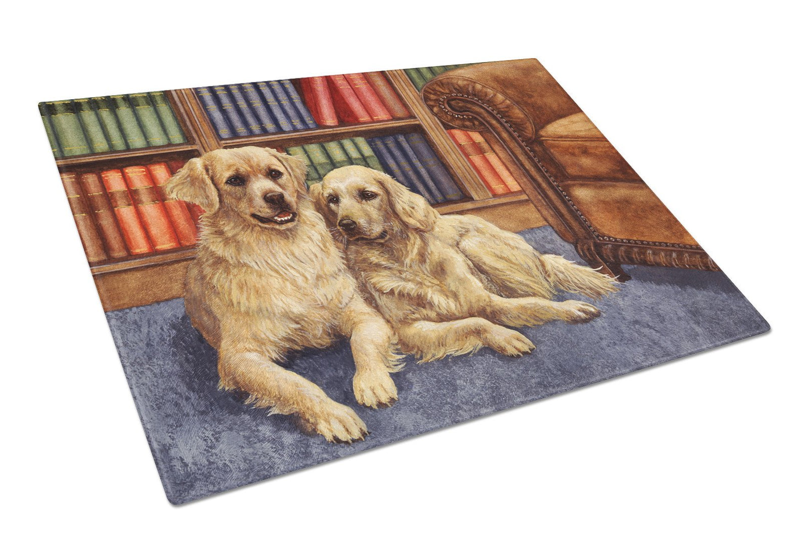 Golden Retrievers in the Library Glass Cutting Board Large BDBA0289LCB by Caroline's Treasures