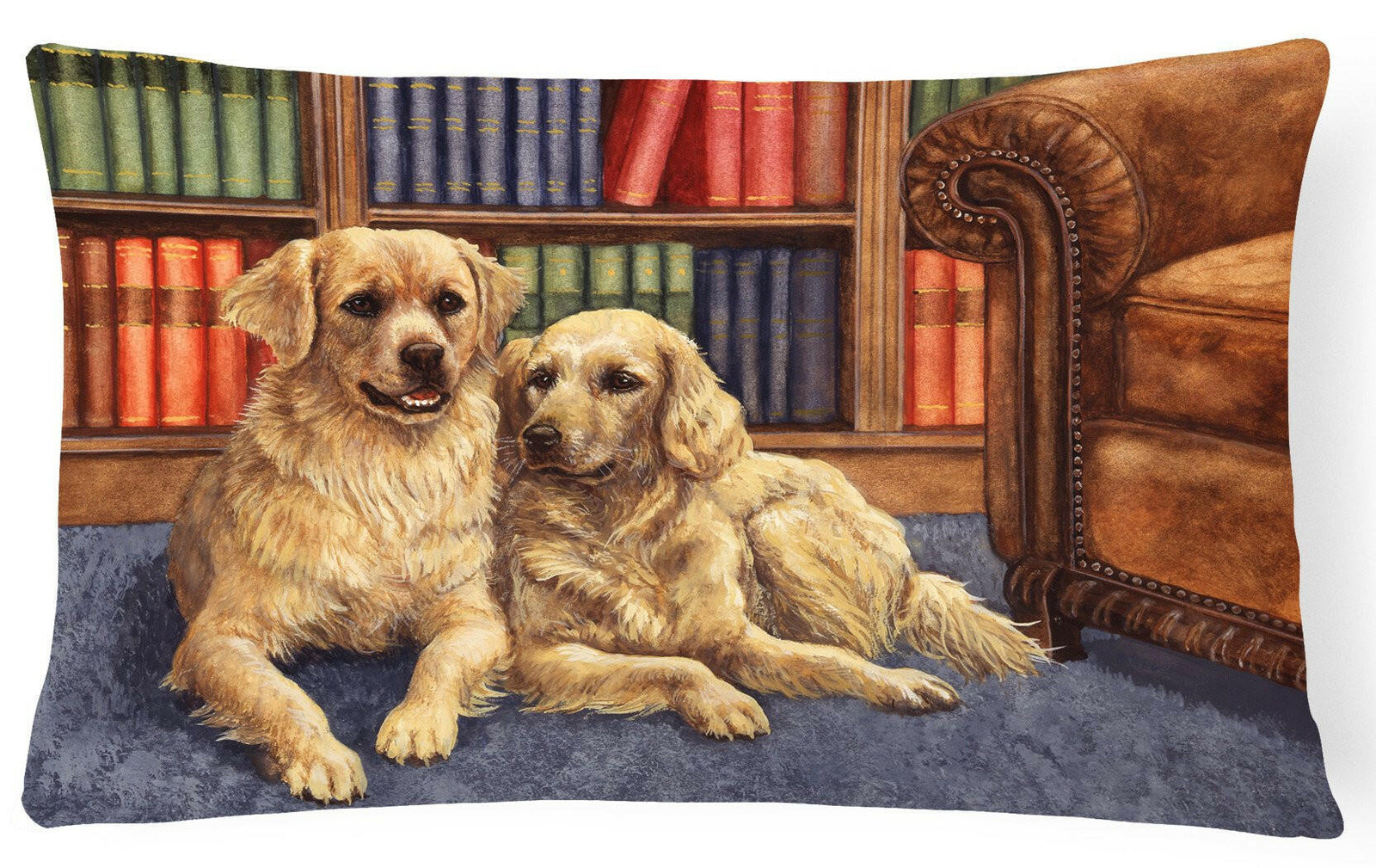Golden Retrievers in the Library Fabric Decorative Pillow BDBA0289PW1216 by Caroline's Treasures