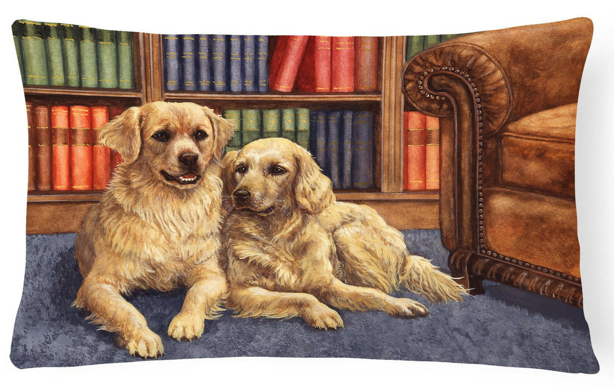 Golden Retrievers in the Library Fabric Decorative Pillow BDBA0289PW1216 by Caroline&#39;s Treasures