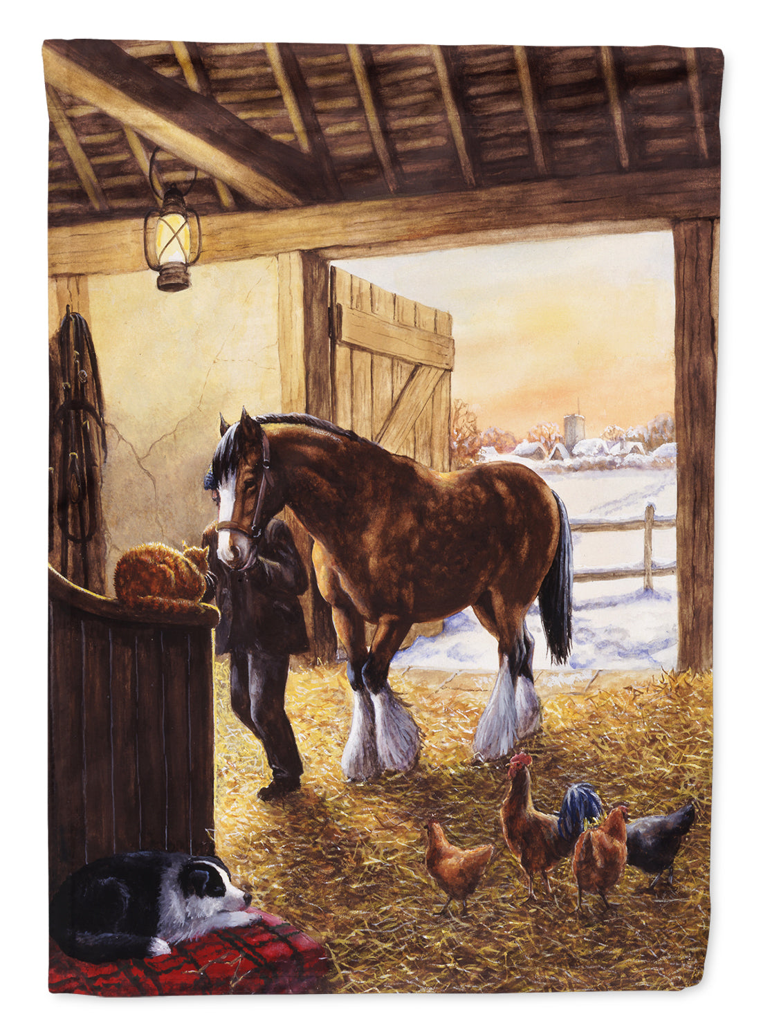 Cydesdale In The Stable Flag Canvas House Size BDBA0291CHF  the-store.com.