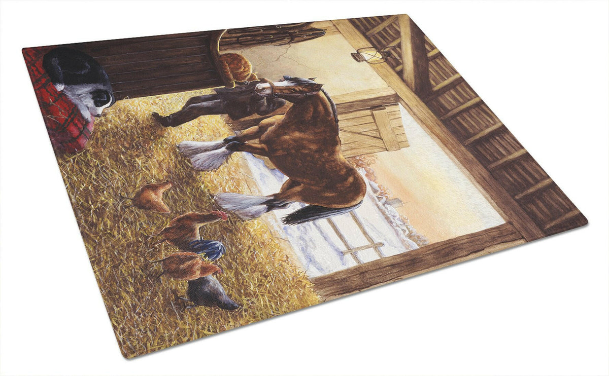 Cydesdale In The Stable Glass Cutting Board Large BDBA0291LCB by Caroline&#39;s Treasures