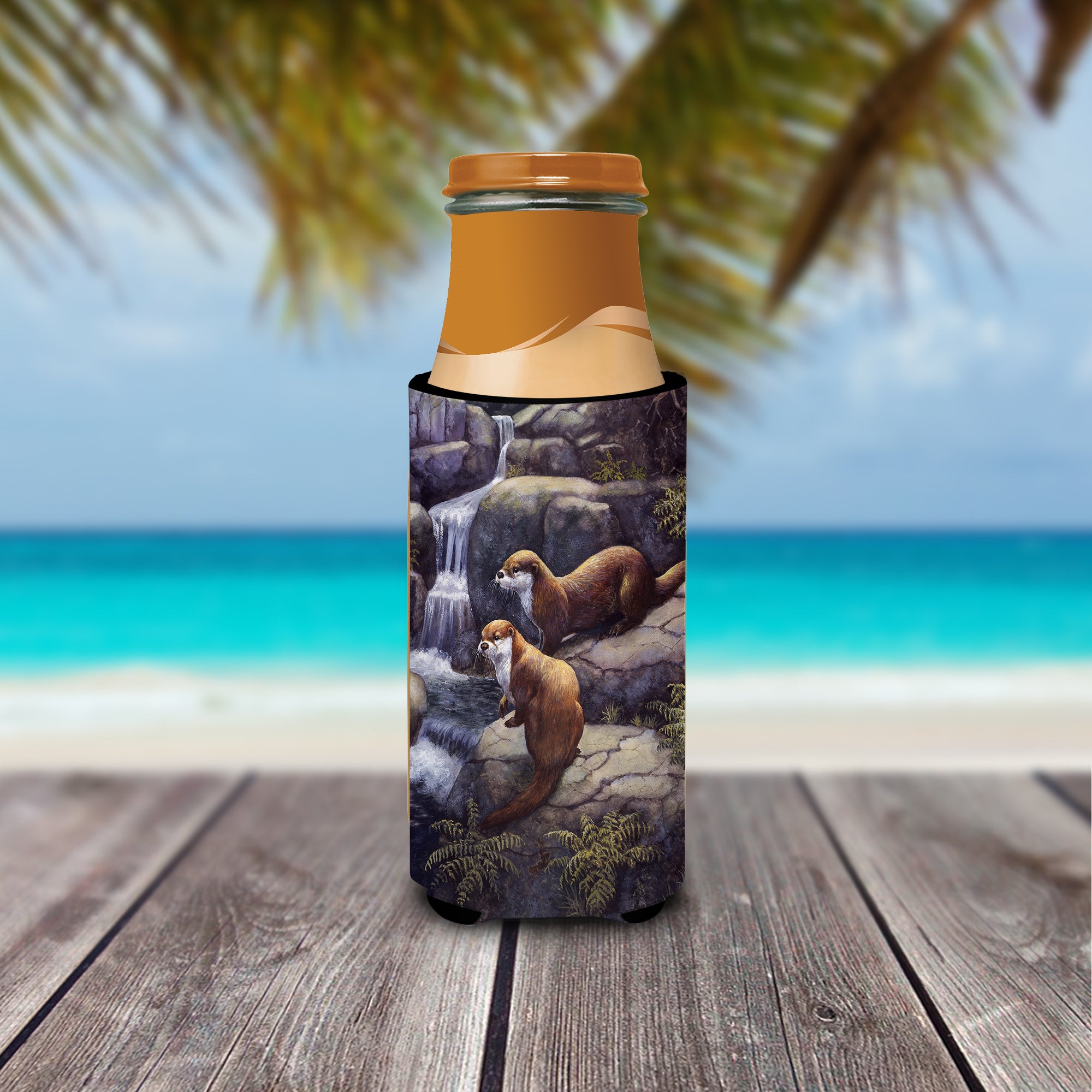 Otters by the Waterfall by Daphne Baxter Ultra Beverage Insulators for slim cans BDBA0293MUK  the-store.com.