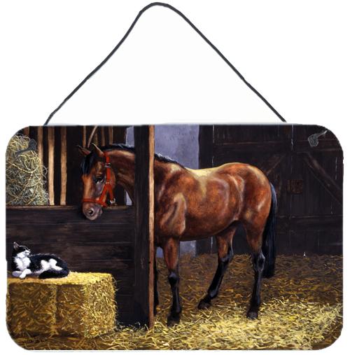 Horse In Stable with Cat Wall or Door Hanging Prints BDBA0295DS812 by Caroline&#39;s Treasures