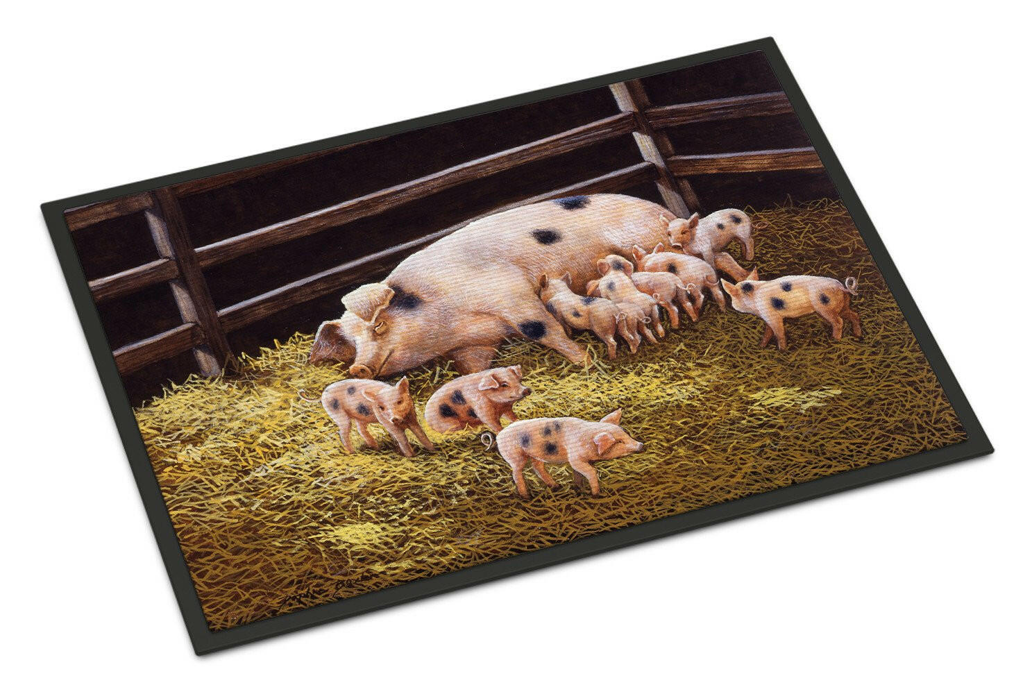 Pigs Piglets at Dinner Time Indoor or Outdoor Mat 18x27 BDBA0296MAT - the-store.com