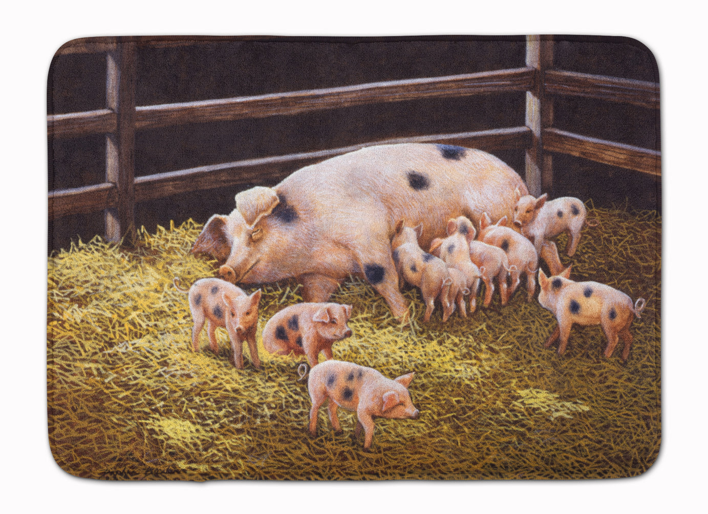 Pigs Piglets at Dinner Time Machine Washable Memory Foam Mat BDBA0296RUG - the-store.com