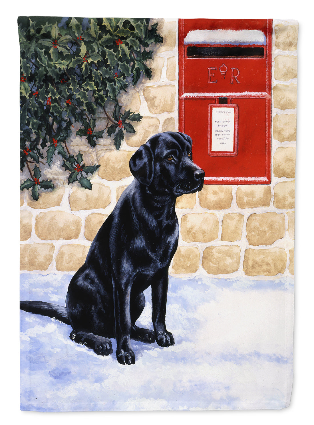 Black Labrador by the Mail Box Flag Canvas House Size BDBA0301CHF