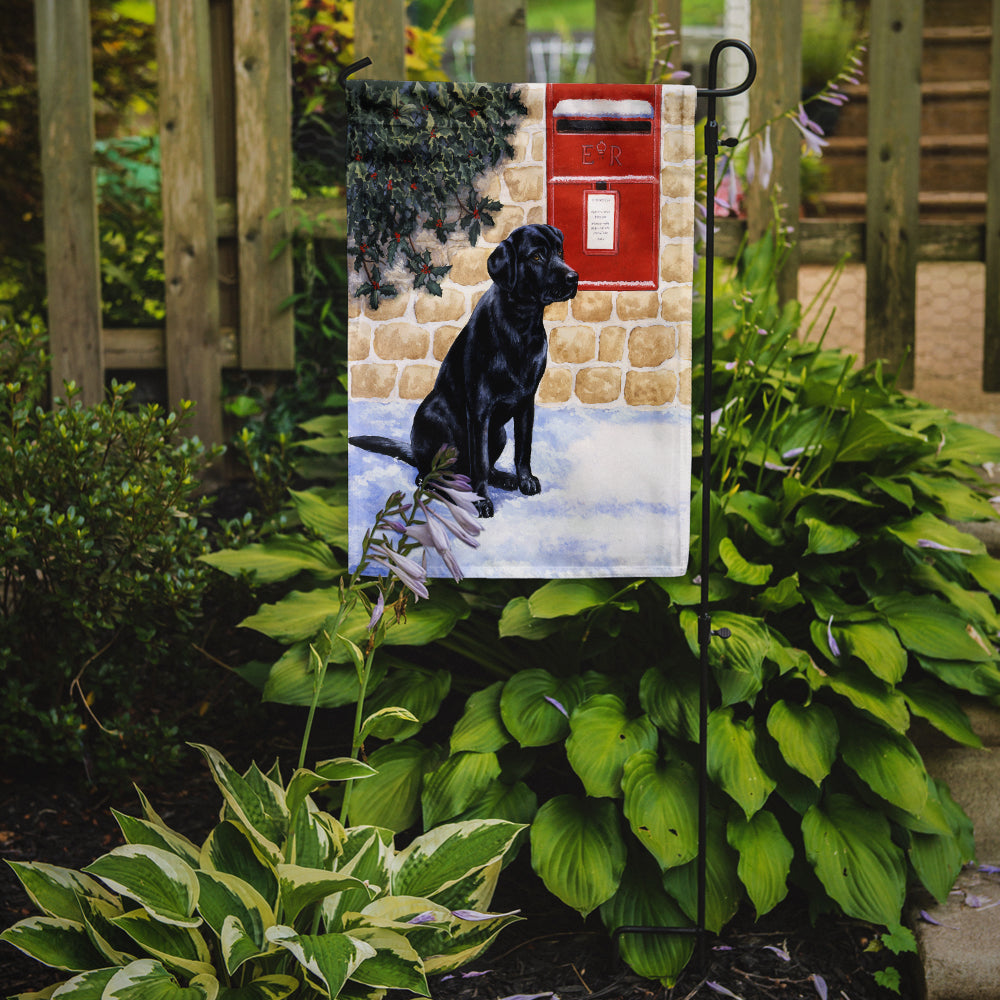 Black Labrador by the Mail Box Flag Garden Size BDBA0301GF.