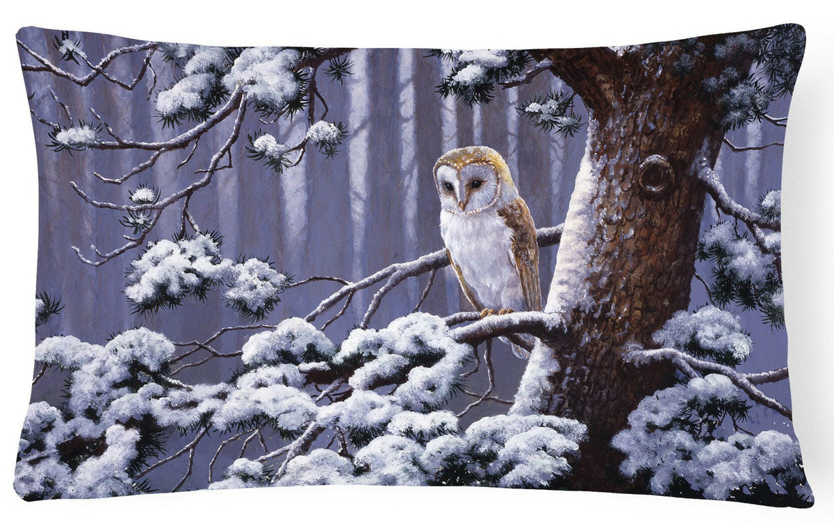 Owl on a Tree Branch in the Snow Fabric Decorative Pillow BDBA0303PW1216 by Caroline&#39;s Treasures