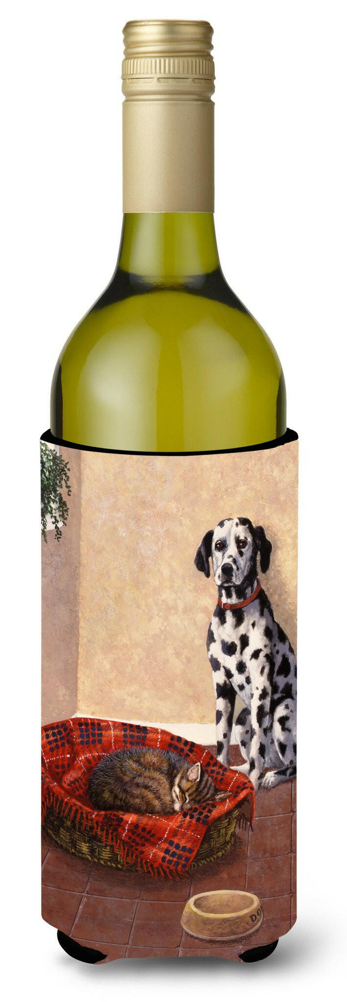 Dalmatian Somebody is in my bed Wine Bottle Beverage Insulator Hugger BDBA0305LITERK by Caroline&#39;s Treasures