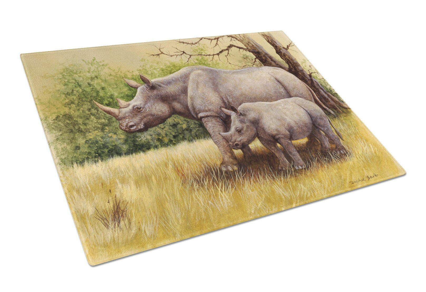 Rhinoceros by Daphne Baxter Glass Cutting Board Large BDBA0306LCB by Caroline's Treasures