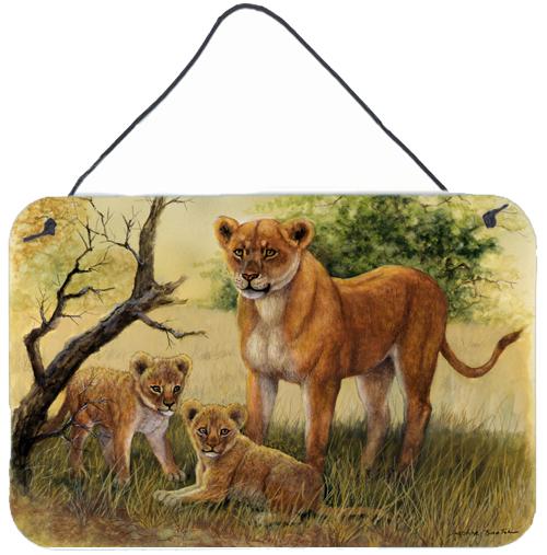 Lion and Cubs by Daphne Baxter Wall or Door Hanging Prints BDBA0307DS812 by Caroline&#39;s Treasures
