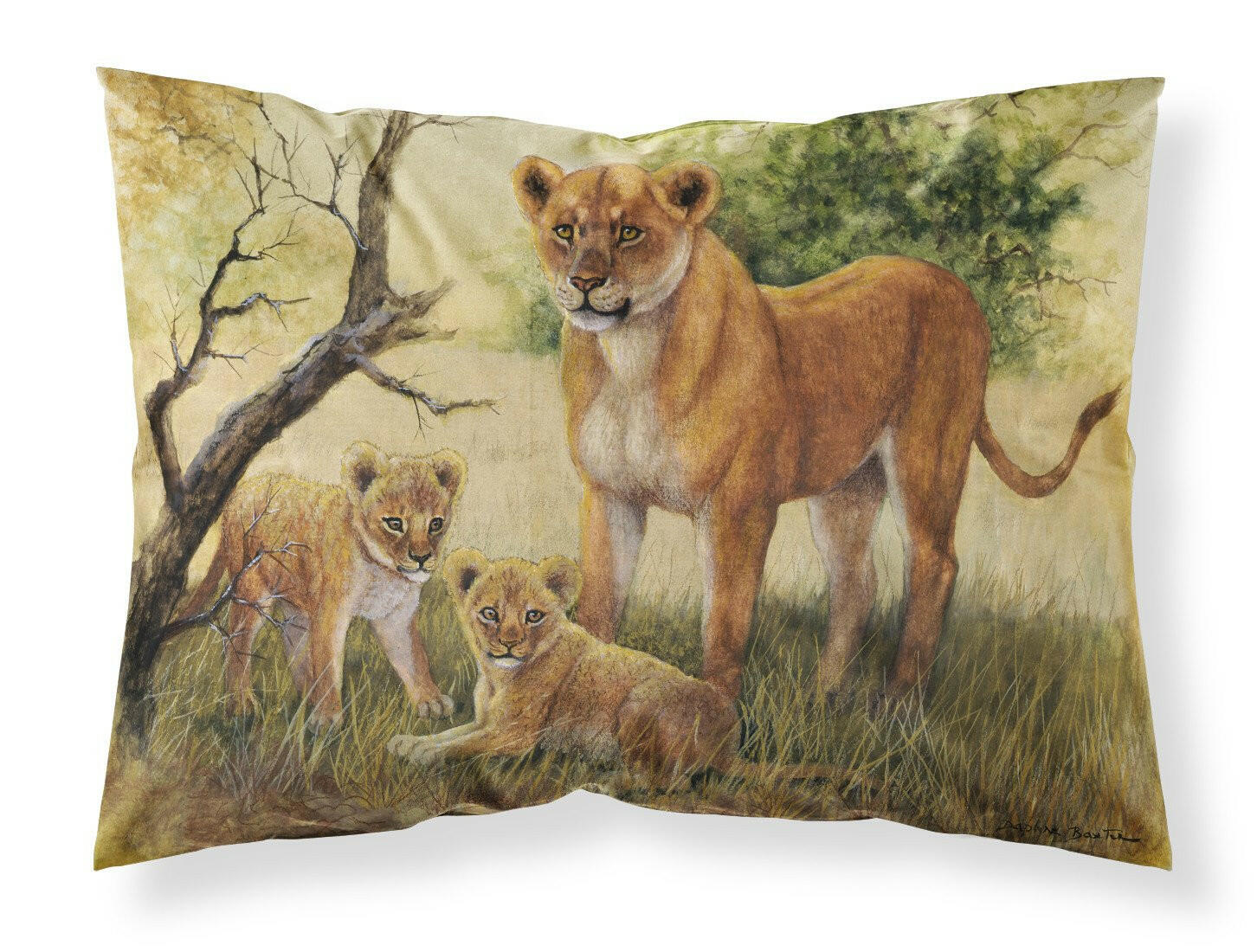Lion and Cubs by Daphne Baxter Fabric Standard Pillowcase BDBA0307PILLOWCASE by Caroline's Treasures