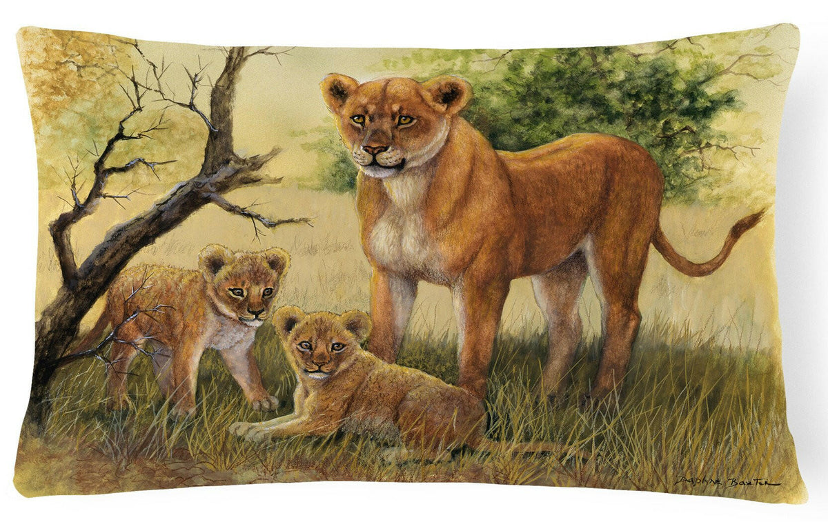 Lion and Cubs by Daphne Baxter Fabric Decorative Pillow BDBA0307PW1216 by Caroline&#39;s Treasures