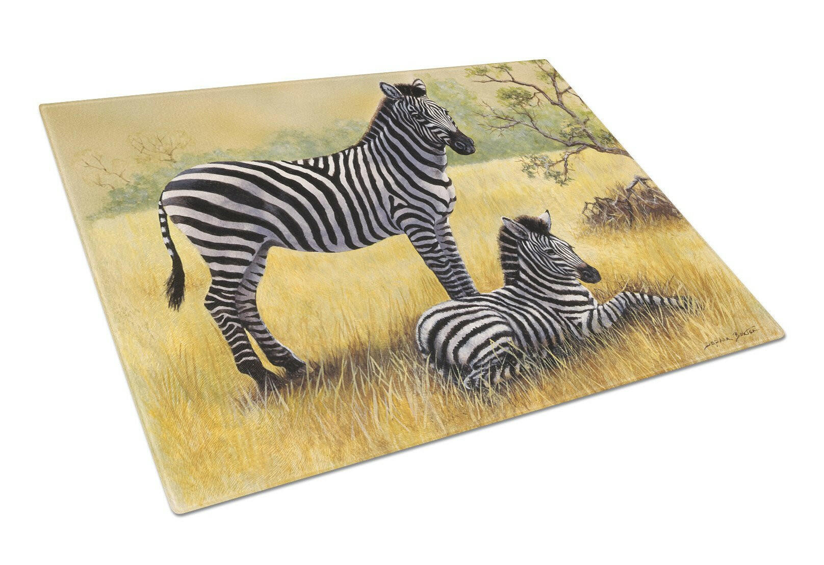 Zebras by Daphne Baxter Glass Cutting Board Large BDBA0308LCB by Caroline's Treasures