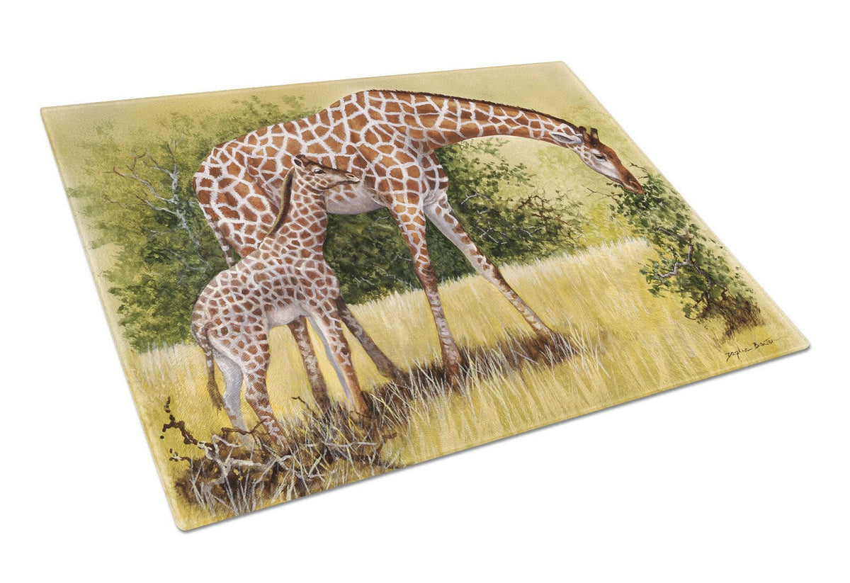 Giraffes by Daphne Baxter Glass Cutting Board Large BDBA0309LCB by Caroline&#39;s Treasures
