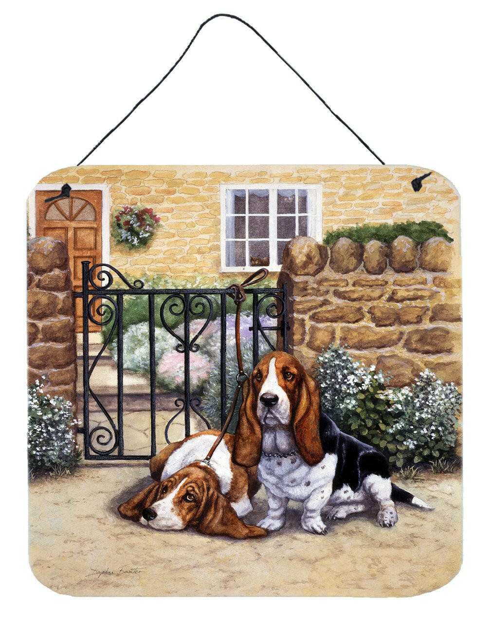 Basset Hound at the gate Wall or Door Hanging Prints BDBA0312DS66 by Caroline&#39;s Treasures