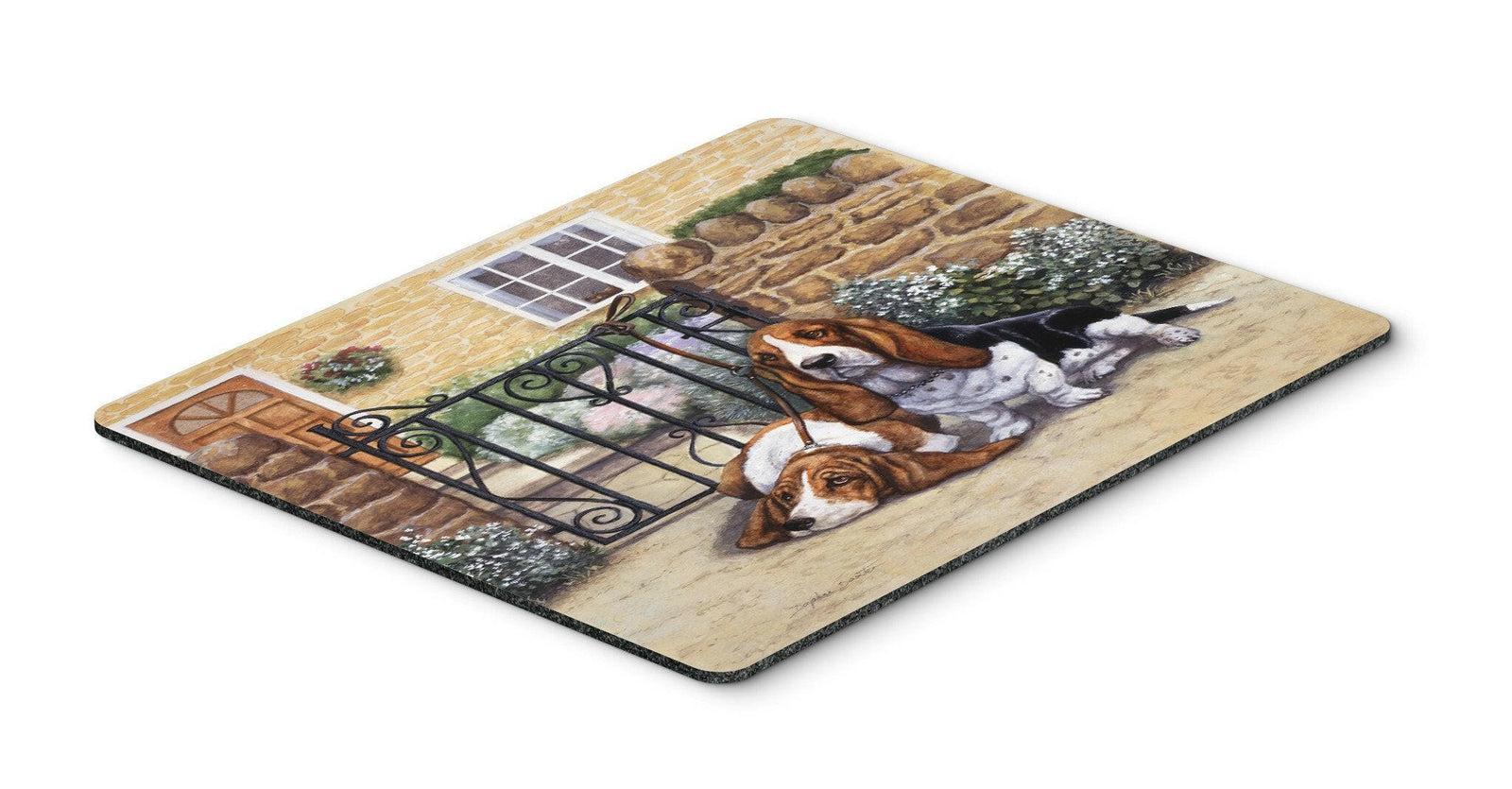 Basset Hound at the gate Mouse Pad, Hot Pad or Trivet BDBA0312MP by Caroline's Treasures