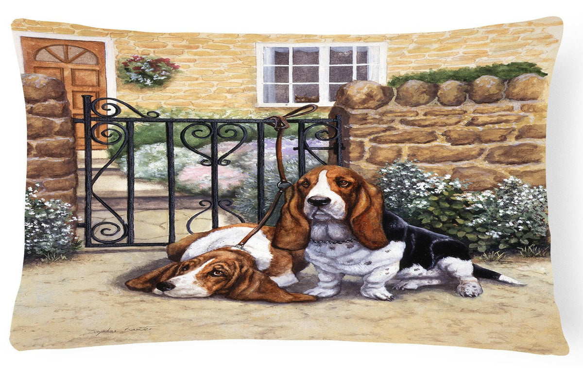 Basset Hound at the gate Fabric Decorative Pillow BDBA0312PW1216 by Caroline&#39;s Treasures