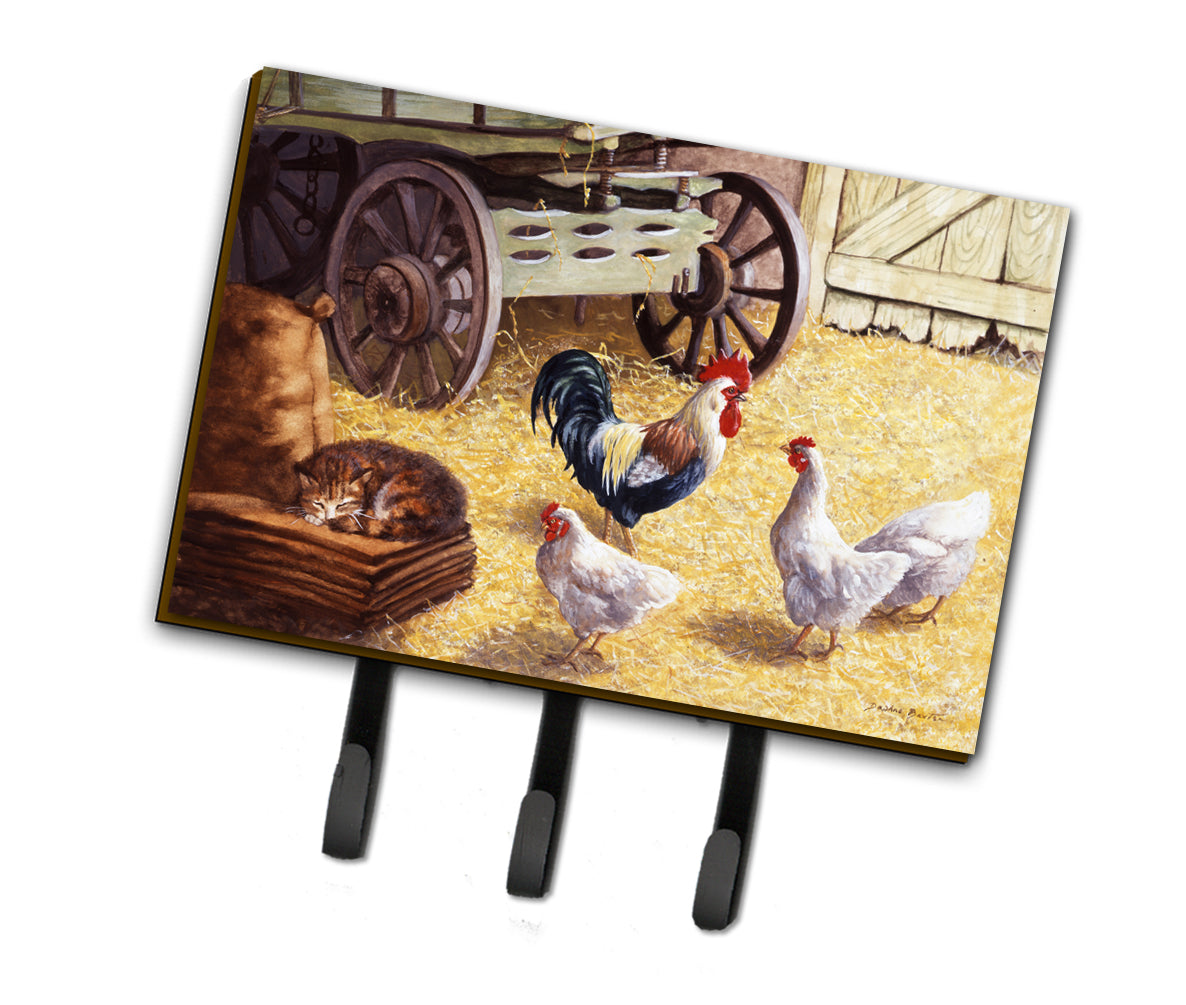 Rooster and Hens Chickens in the Barn Leash or Key Holder BDBA0339TH68