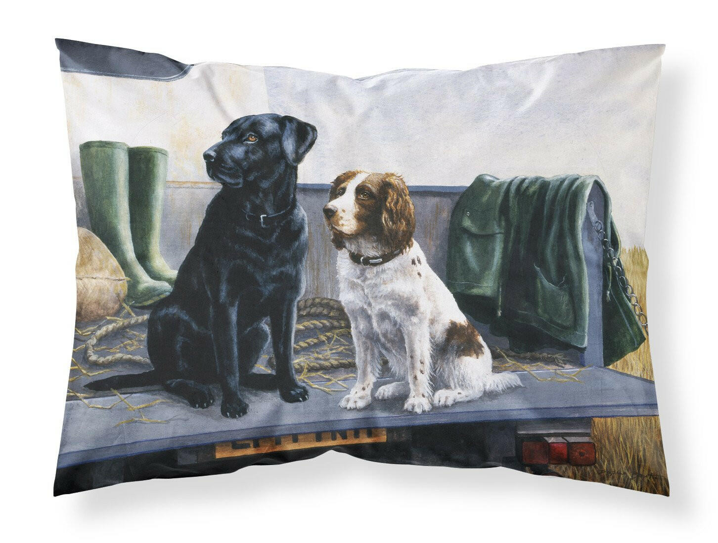 On The Tailgate Labrador and Springer Spaniel Fabric Standard Pillowcase BDBA0341PILLOWCASE by Caroline's Treasures