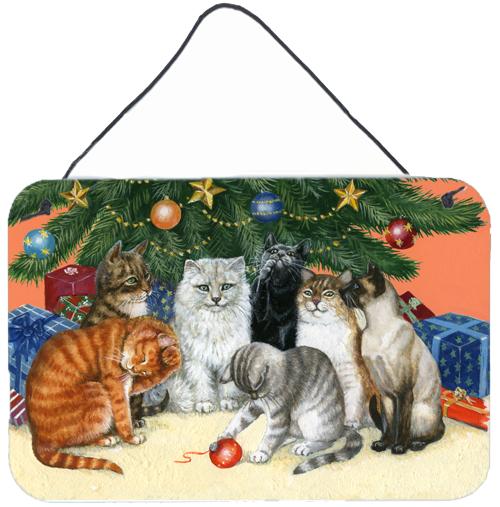 Cats under the Christmas Tree Wall or Door Hanging Prints BDBA0345DS812 by Caroline&#39;s Treasures