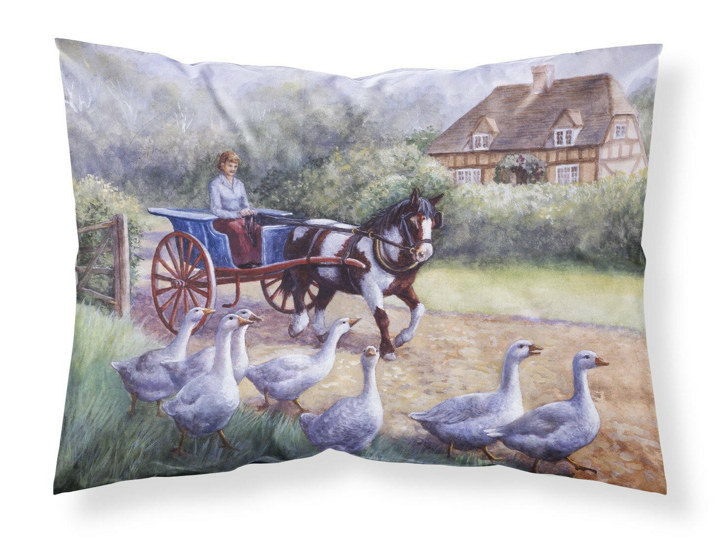 Geese Crossing before the Horse Fabric Standard Pillowcase BDBA0351PILLOWCASE by Caroline's Treasures