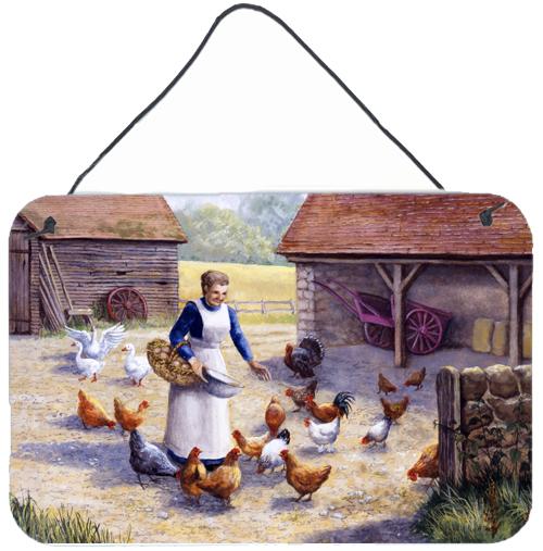 Chicken Hen Feeding Time Wall or Door Hanging Prints by Caroline&#39;s Treasures