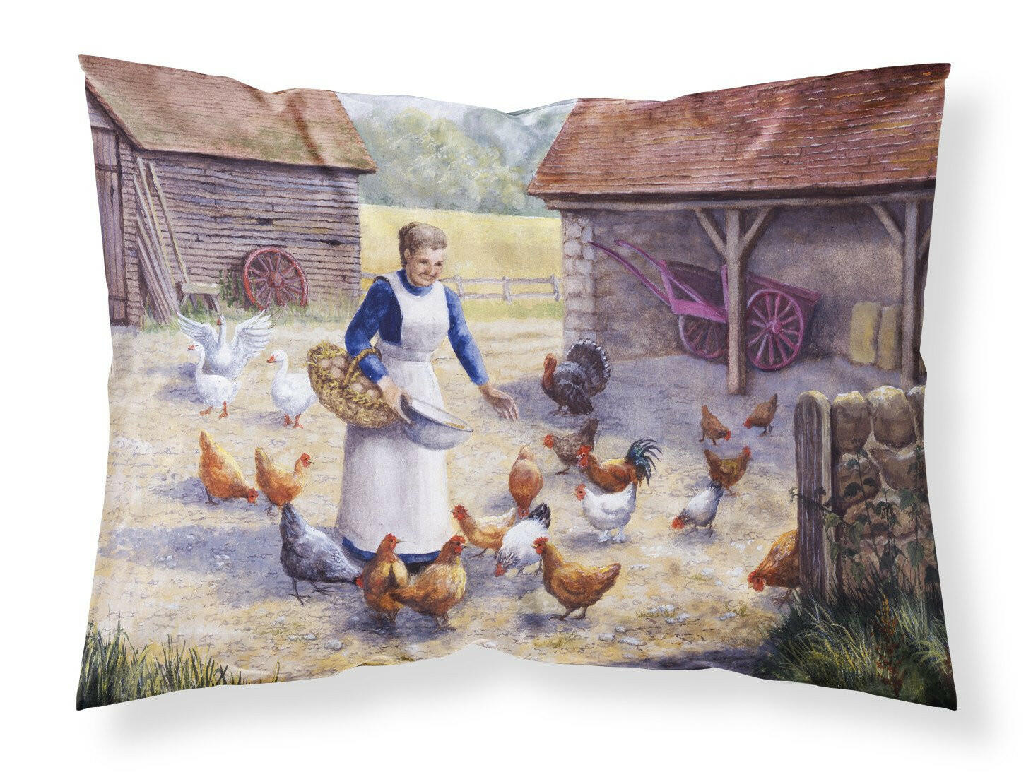 Chicken Hen Feeding Time Fabric Standard Pillowcase BDBA0352PILLOWCASE by Caroline's Treasures