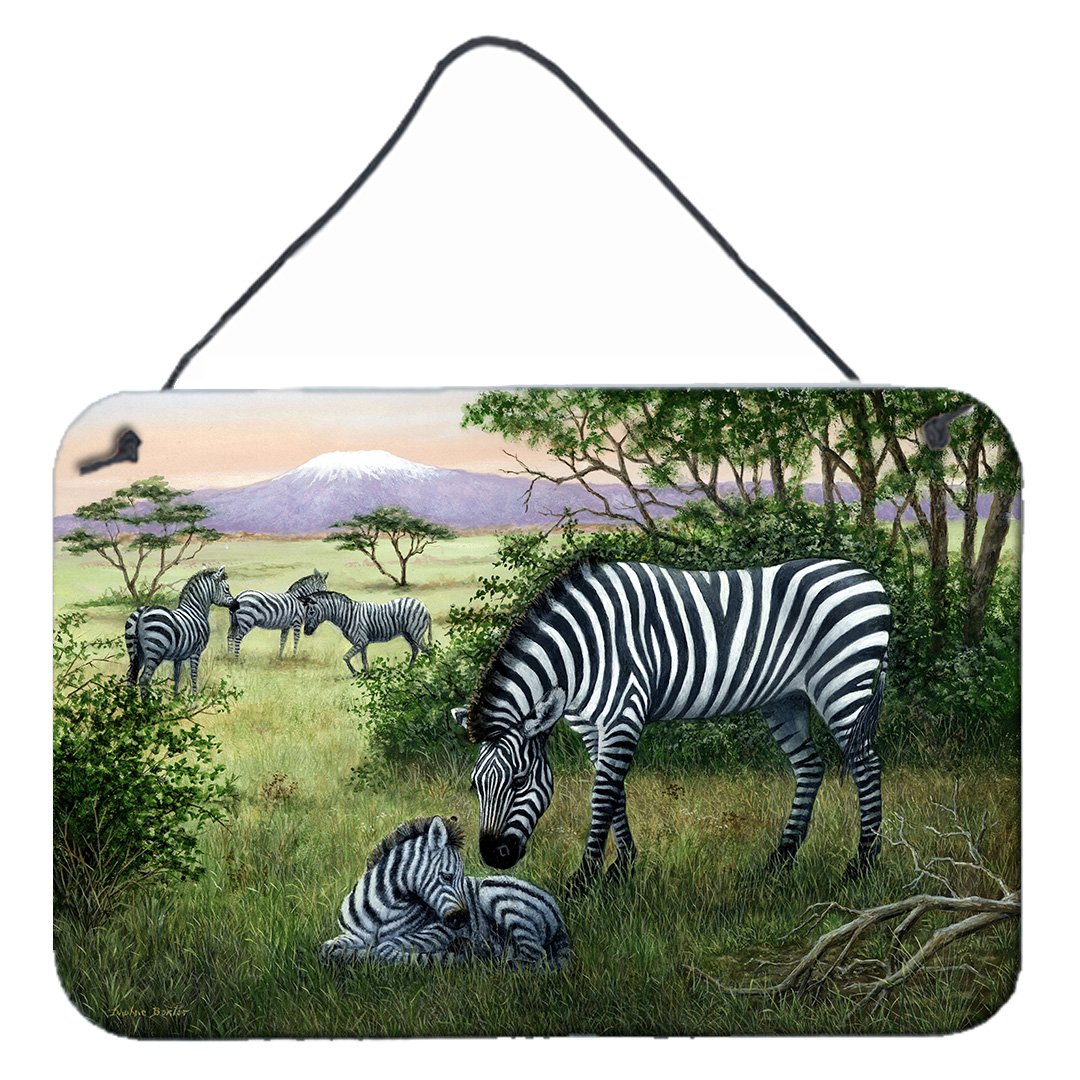 Zebras in the Field with Baby Wall or Door Hanging Prints BDBA0385DS812 by Caroline&#39;s Treasures