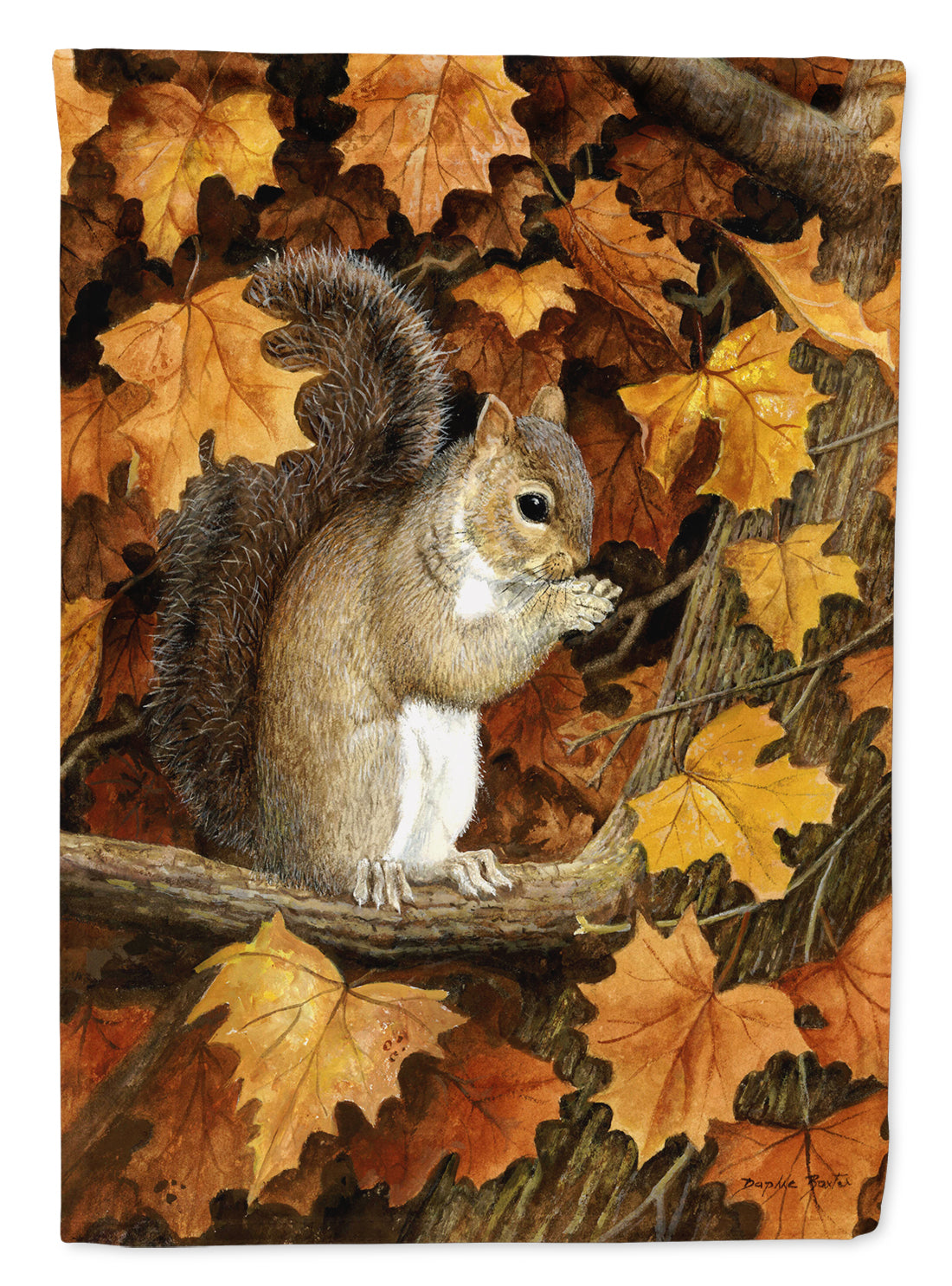 Autumn Grey Squirrel by Daphne Baxter Flag Canvas House Size BDBA0388CHF  the-store.com.