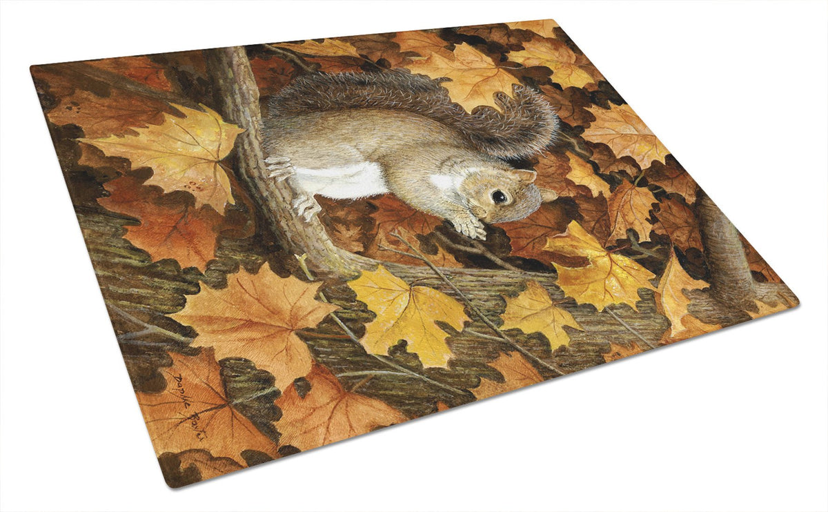 Autumn Grey Squirrel by Daphne Baxter Glass Cutting Board Large BDBA0388LCB by Caroline&#39;s Treasures
