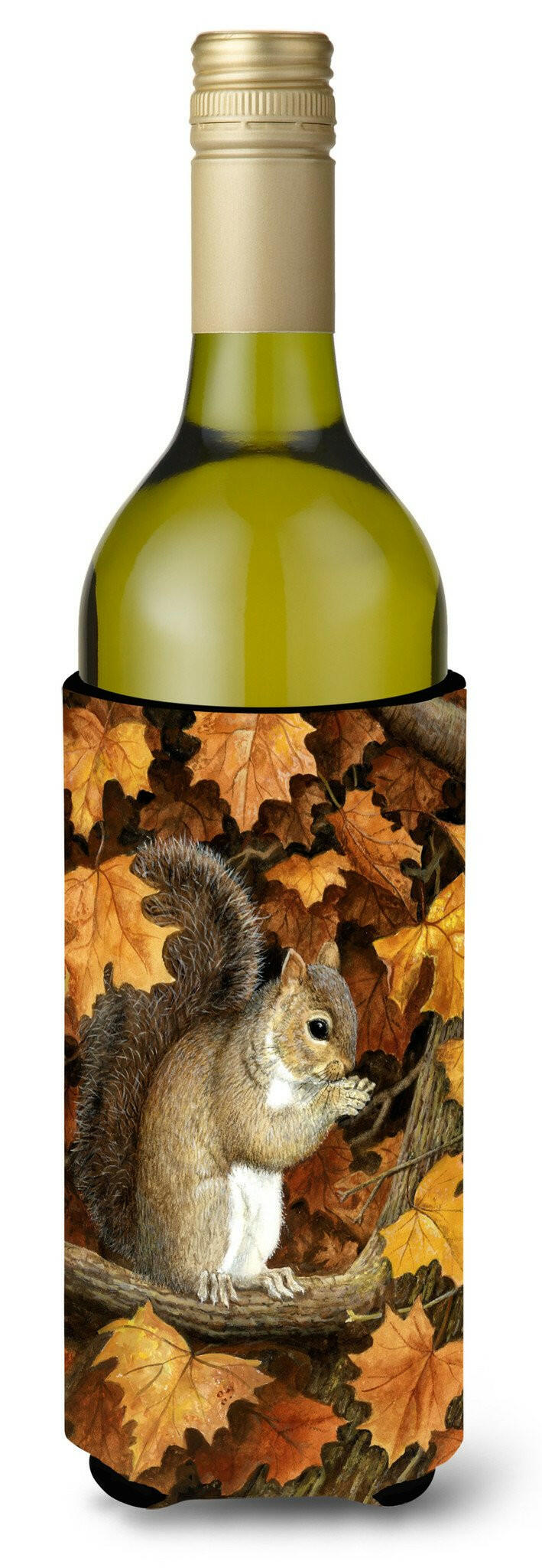 Autumn Grey Squirrel by Daphne Baxter Wine Bottle Beverage Insulator Hugger BDBA0388LITERK by Caroline&#39;s Treasures