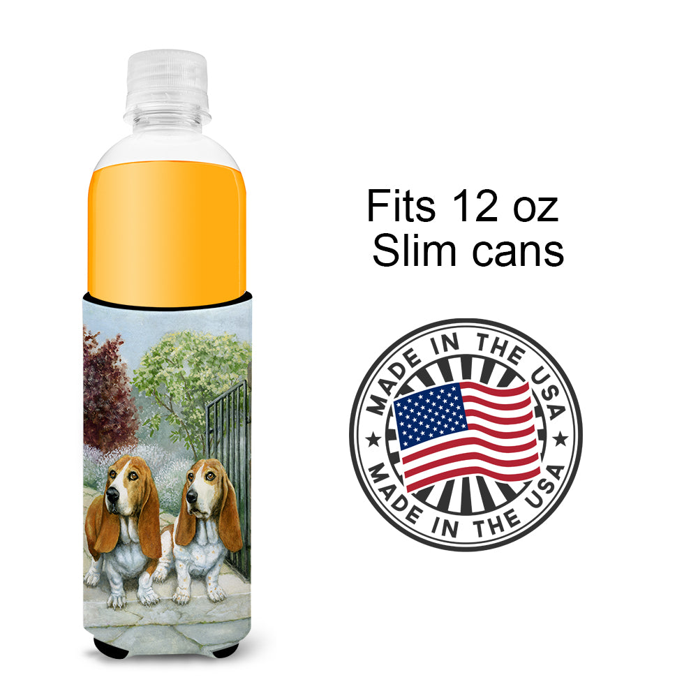 Basset Hounds in the Gate Ultra Beverage Insulators for slim cans BDBA0390MUK  the-store.com.
