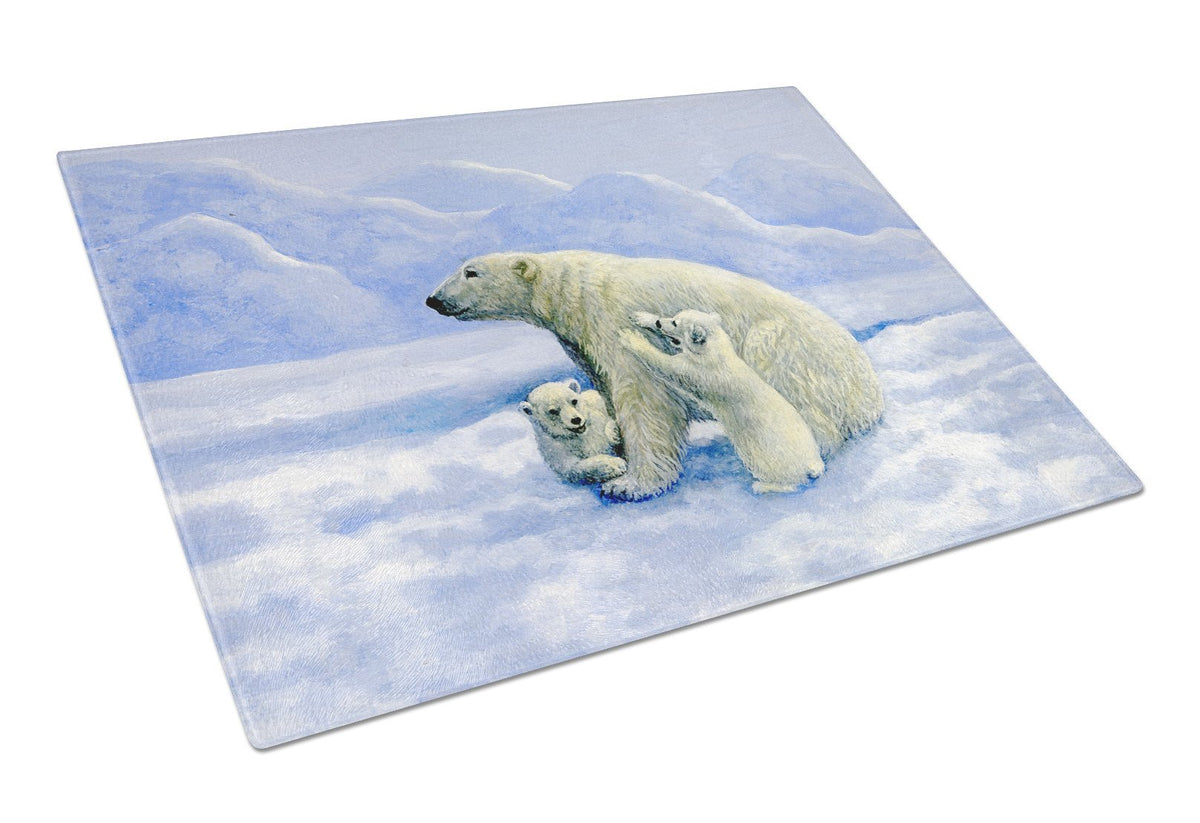 Polar Bears by Daphne Baxter Glass Cutting Board Large BDBA0428LCB by Caroline&#39;s Treasures
