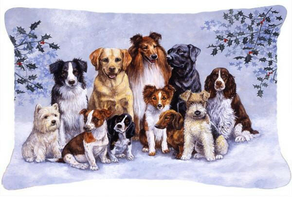 Winter Dogs Fabric Decorative Pillow BDBA316APW1216 by Caroline's Treasures