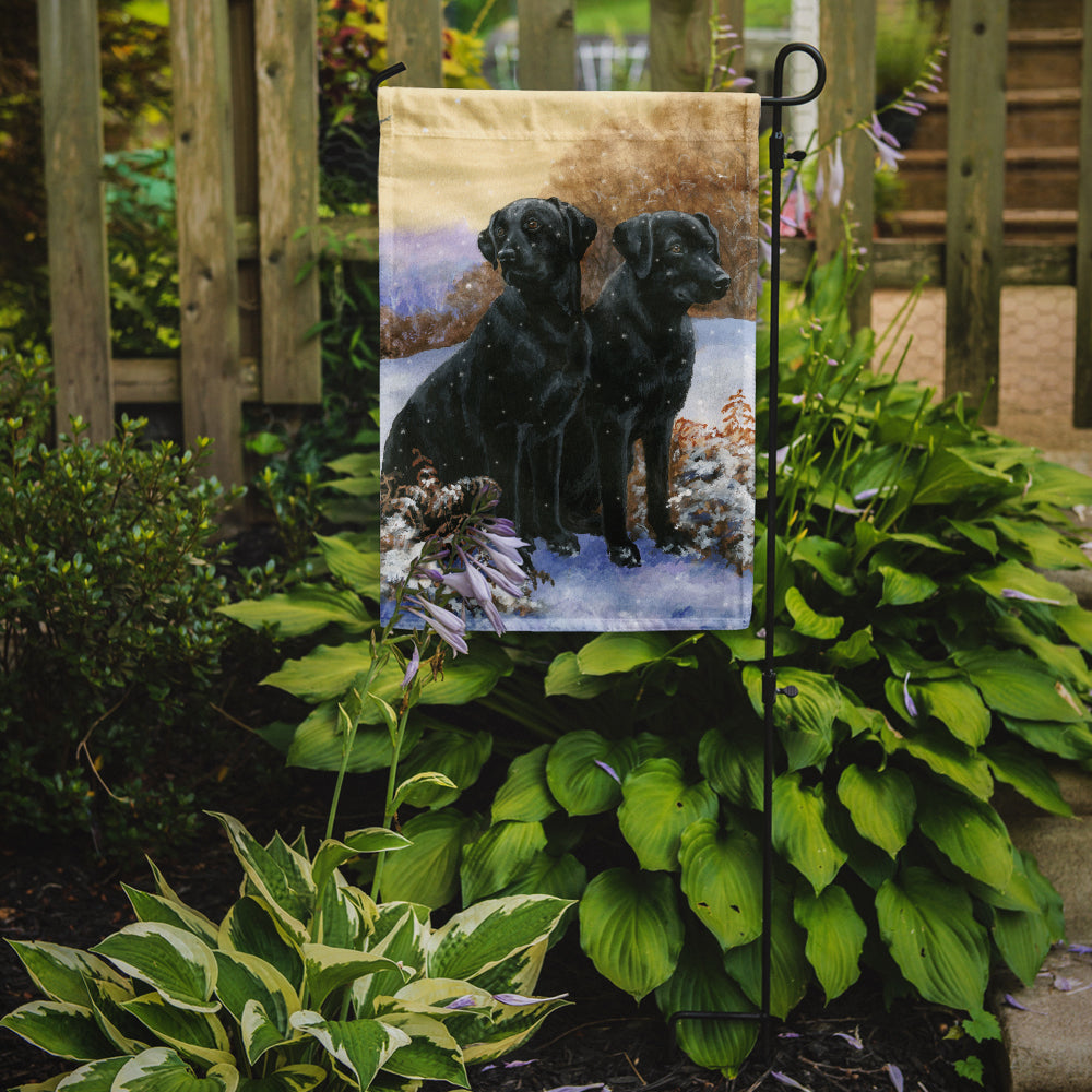 Caroline's Treasures Black Labradors Snowy Day Garden Flag – Decorative Outdoor Yard Flag BDBA450AGF