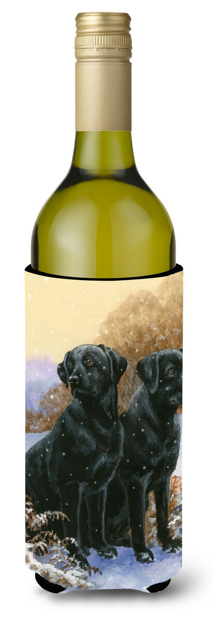 Black Labradors Snowy Day Wine Bottle Beverage Insulator Hugger BDBA450ALITERK by Caroline&#39;s Treasures