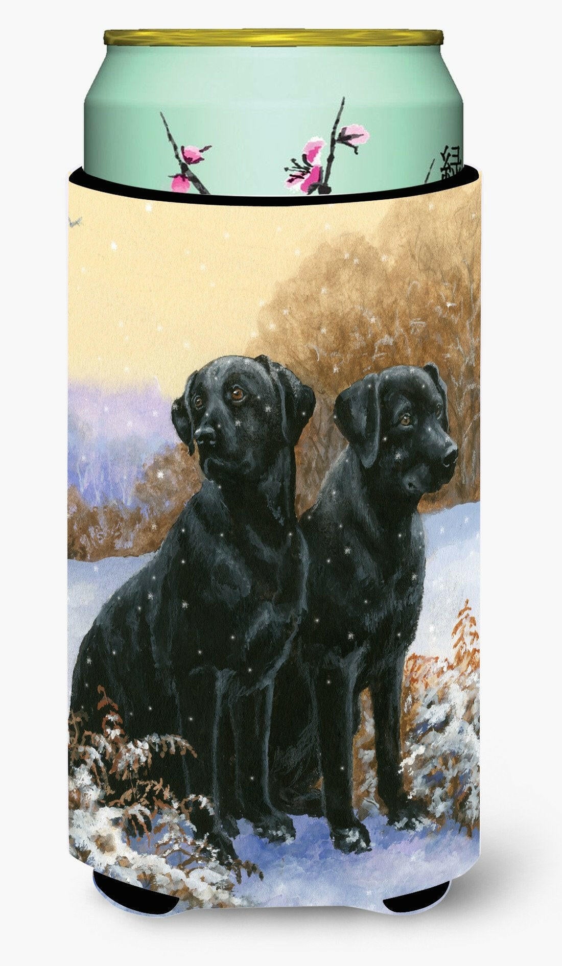 Black Labradors Snowy Day Tall Boy Beverage Insulator Hugger BDBA450ATBC by Caroline&#39;s Treasures