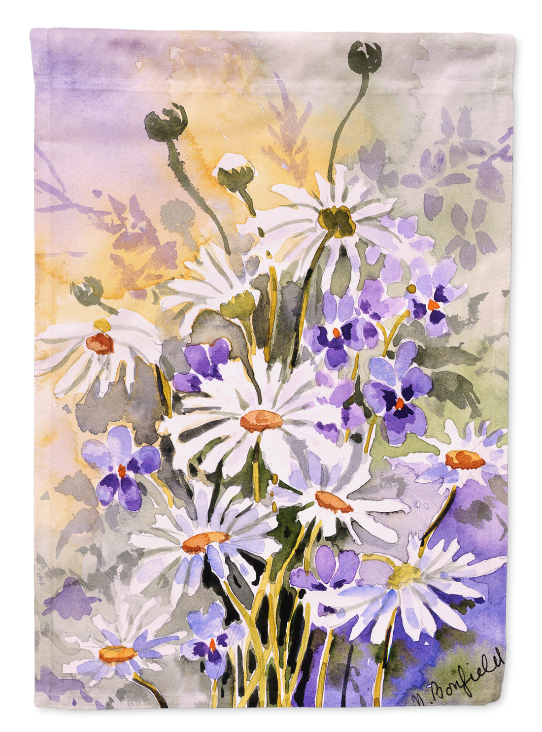 Daisies by Maureen Bonfield Flag Canvas House Size BMBO0115CHF