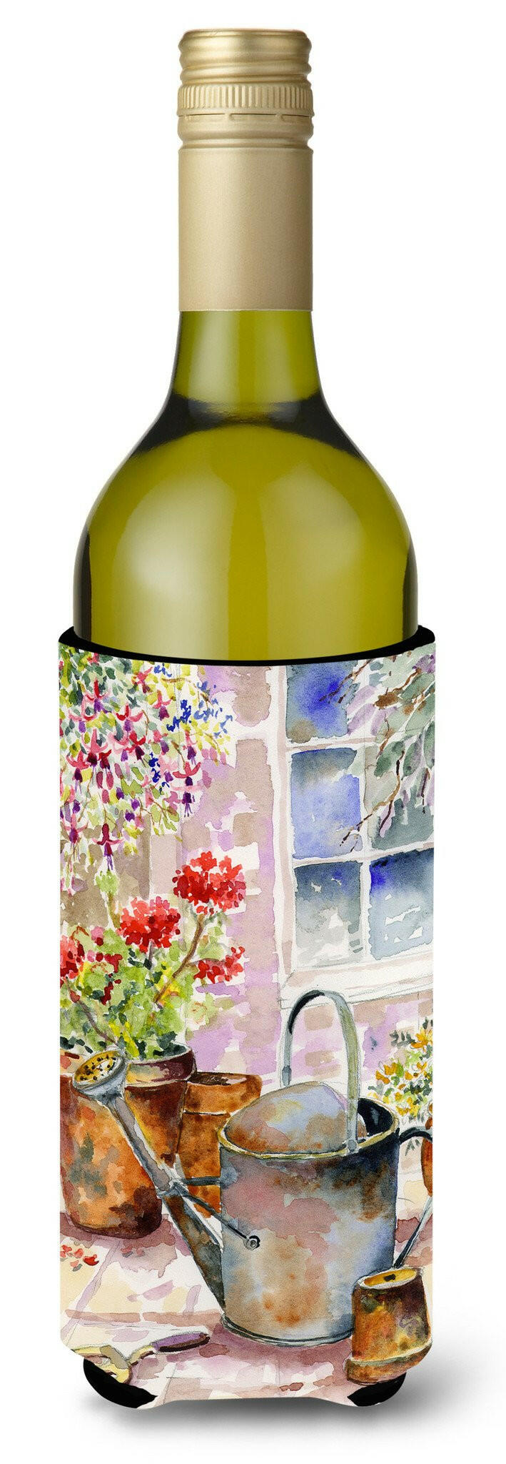Watering Can Flowers Wine Bottle Beverage Insulator Hugger BMBO0303LITERK by Caroline&#39;s Treasures