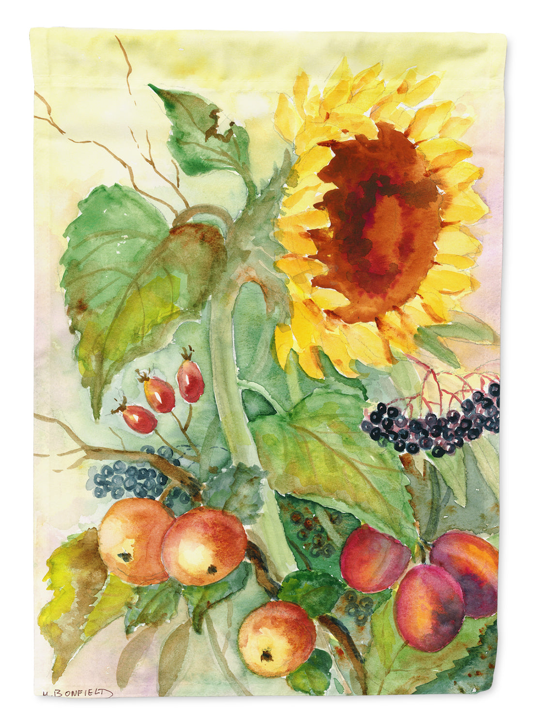 Autumn Flowers II by Maureen Bonfield Flag Canvas House Size BMBO0699CHF  the-store.com.