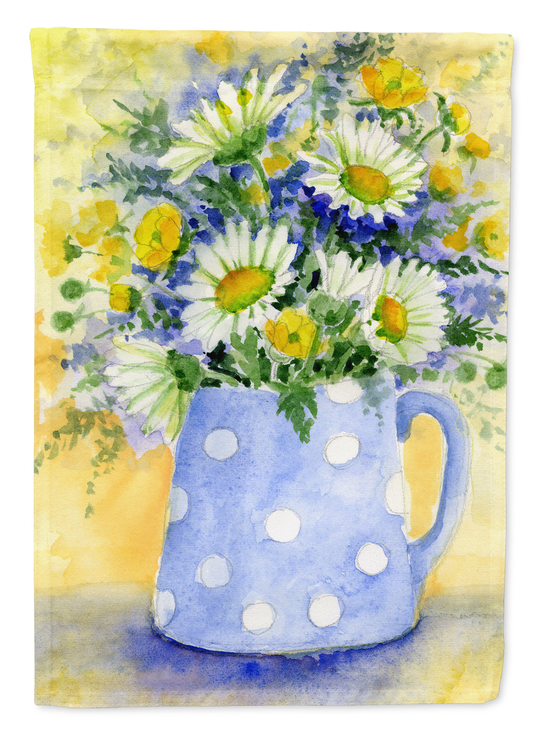 Blue and Yellow Flowers by Maureen Bonfield Flag Canvas House Size BMBO0730CHF